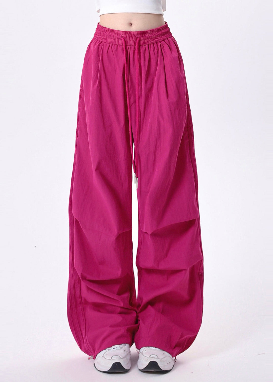 Fitted Rose Oversized Wrinkled Cotton Pants Spring