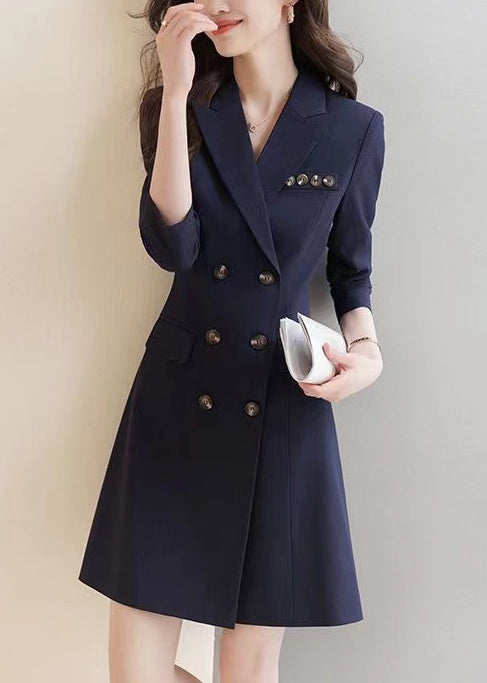 Formal Navy Silm Fit Work Dress Double Breast Spring