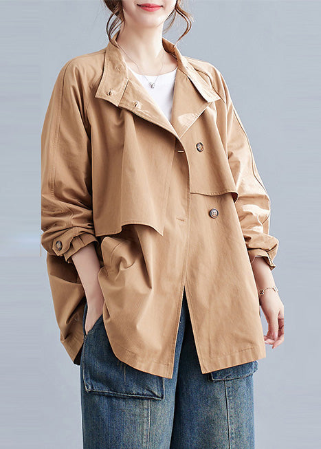 French Khaki Oversized Cotton Trench Coats Spring