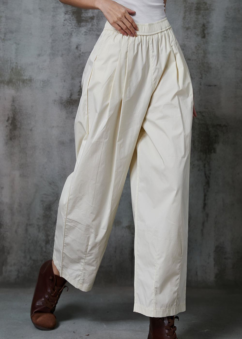 French Milk White Oversized Cotton Harem Pants Trousers Summer