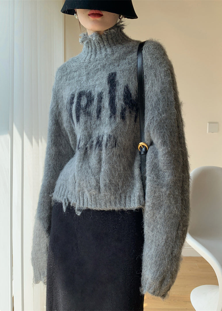 Grey Hole Cozy Knit Winter Sweaters Turtleneck