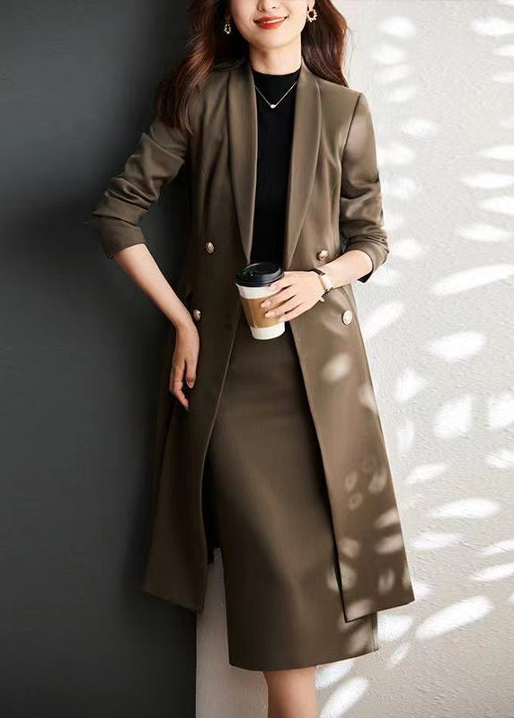 Handmade Brown Double Breast Cotton Trench Coats Spring