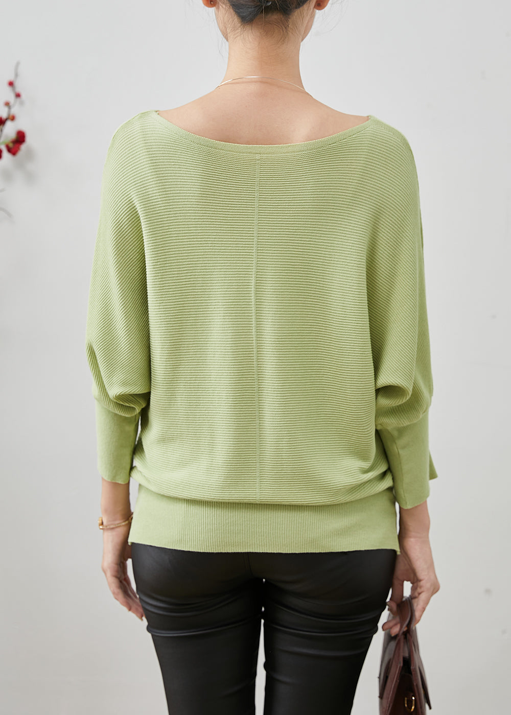 Handmade Fruit Green Oversized Knit Shirt Tops Spring