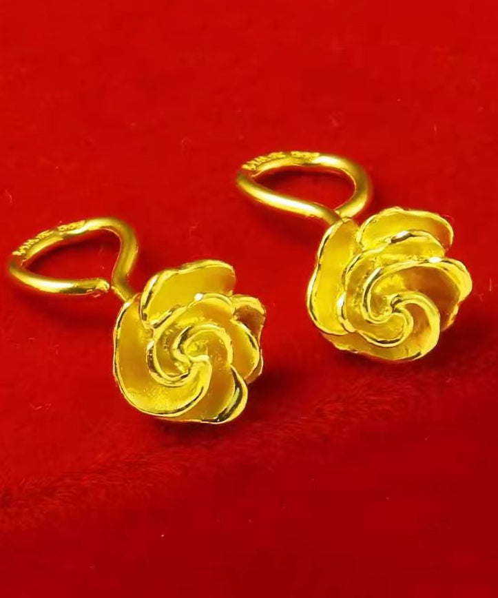 Handmade Gold Sterling Silver Overgild Rose Stud Earrings