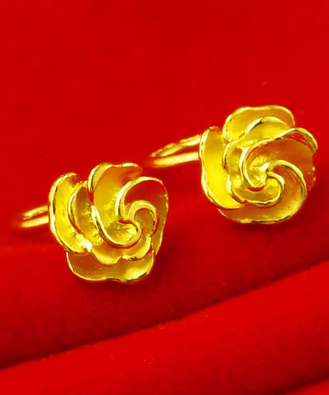 Handmade Gold Sterling Silver Overgild Rose Stud Earrings