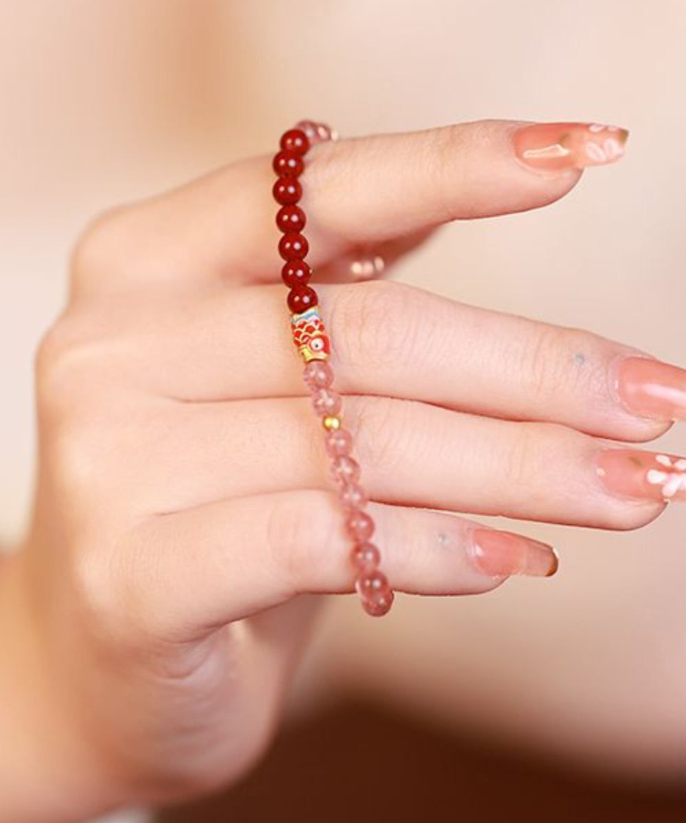 Handmade Inlaid Crystal Cinnaba Bracelet