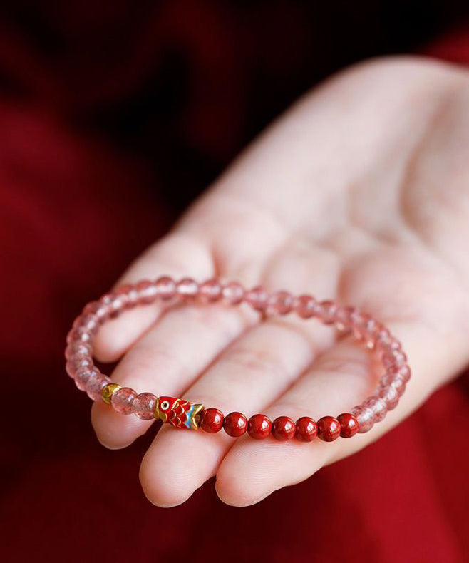 Handmade Inlaid Crystal Cinnaba Bracelet