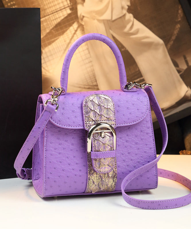 Handmade Purple Solid Durable Faux Leather Satchel Handbag