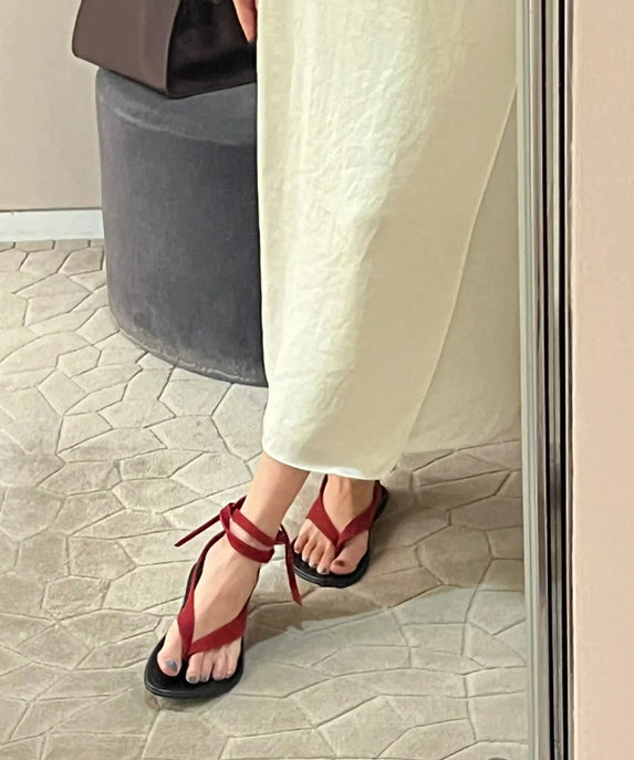 Holiday Style White Faux Leather Chic Splicing Thong Sandals