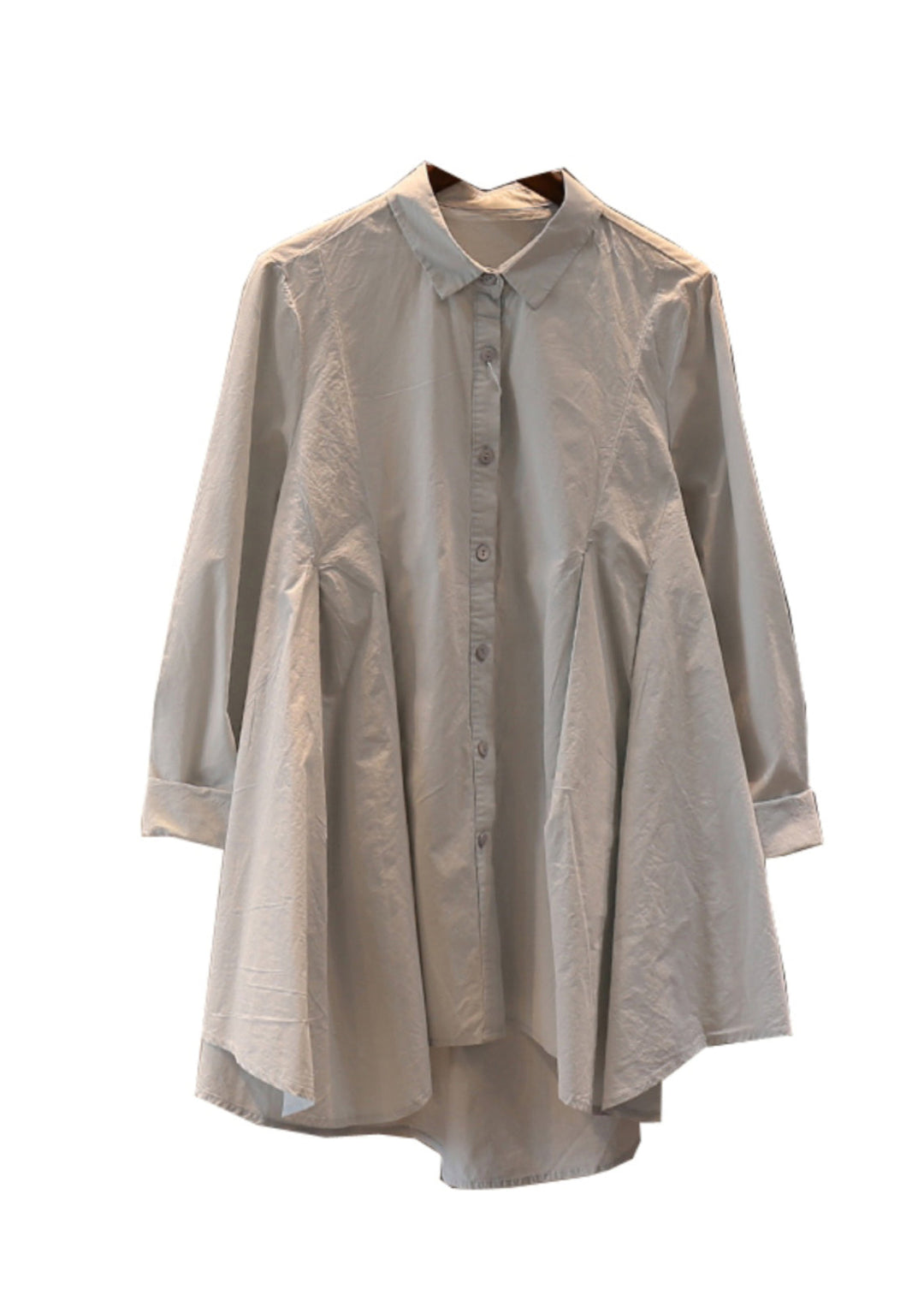 Italian Khaki Peter Pan Collar Cotton Shirt Top Fall