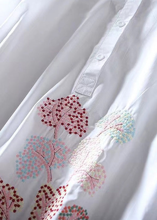 Italian White Embroidered Cotton Shirt Top Spring