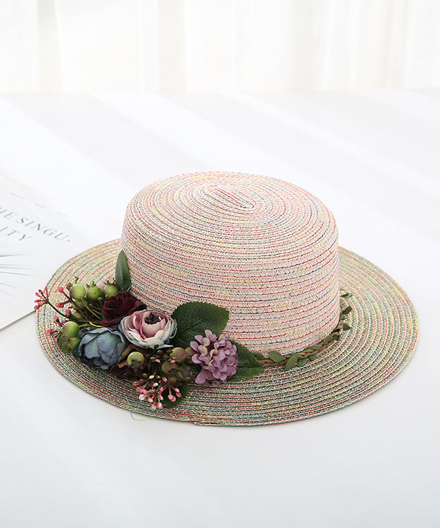 Japanese Vacation Style Flower Straw Woven Hat