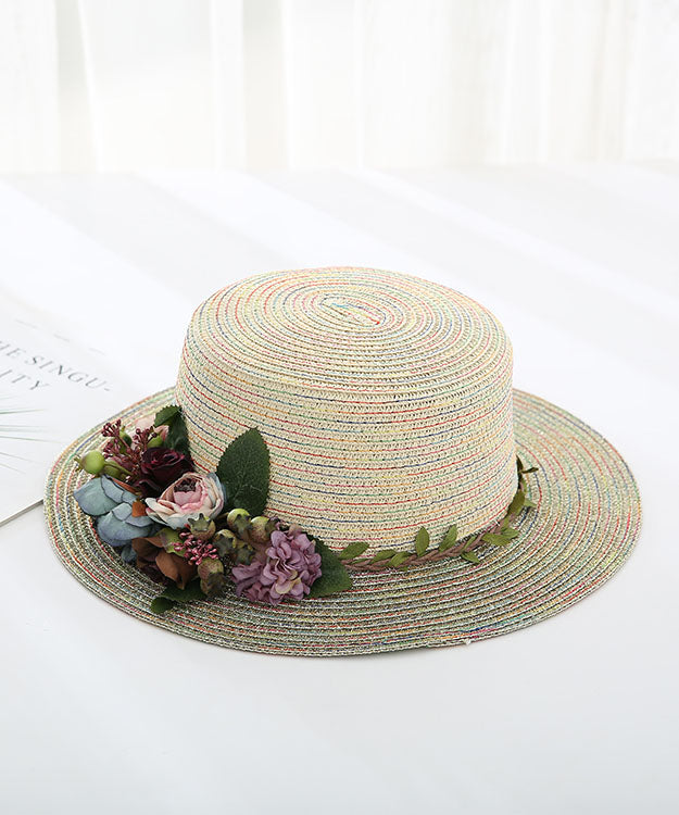 Japanese Vacation Style Flower Straw Woven Hat