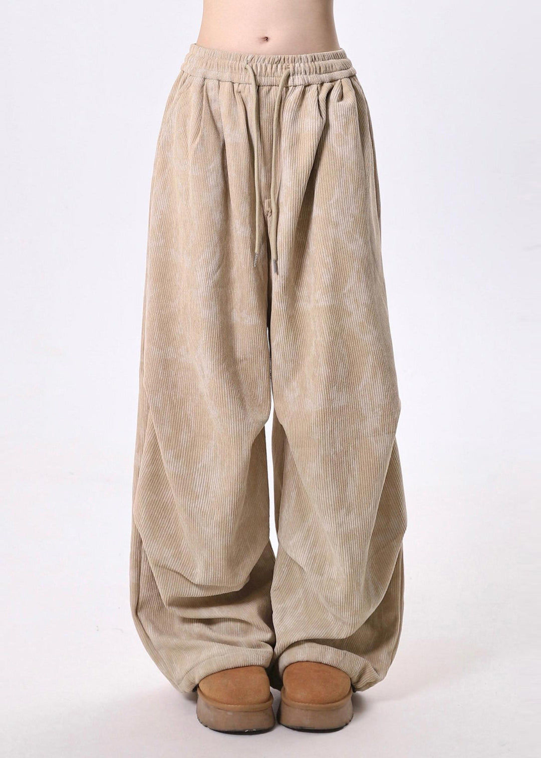 Khaki Tie Dye Corduroy Pants Trousers Oversized Spring