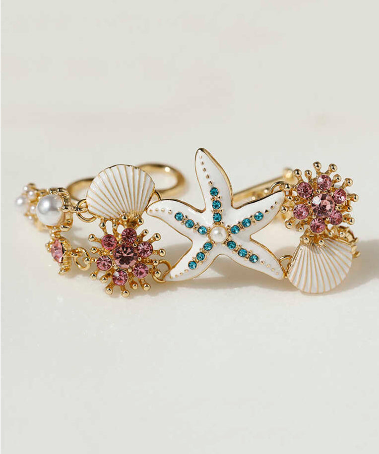 Modern Blue Zircon Shell Starfish Coral Chain Bracelet