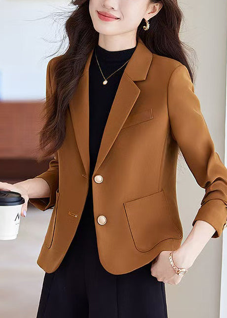 Modern Brown Silm Fit Formal Short Coats Spring