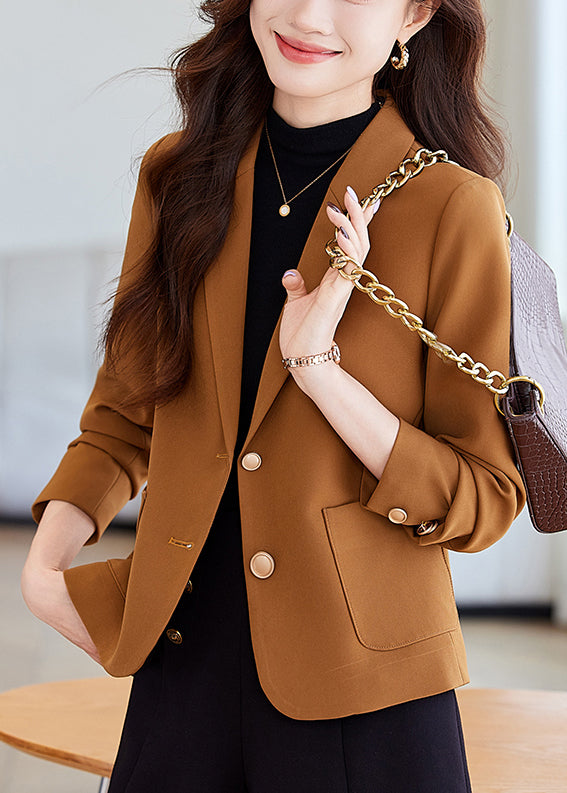 Modern Brown Silm Fit Formal Short Coats Spring