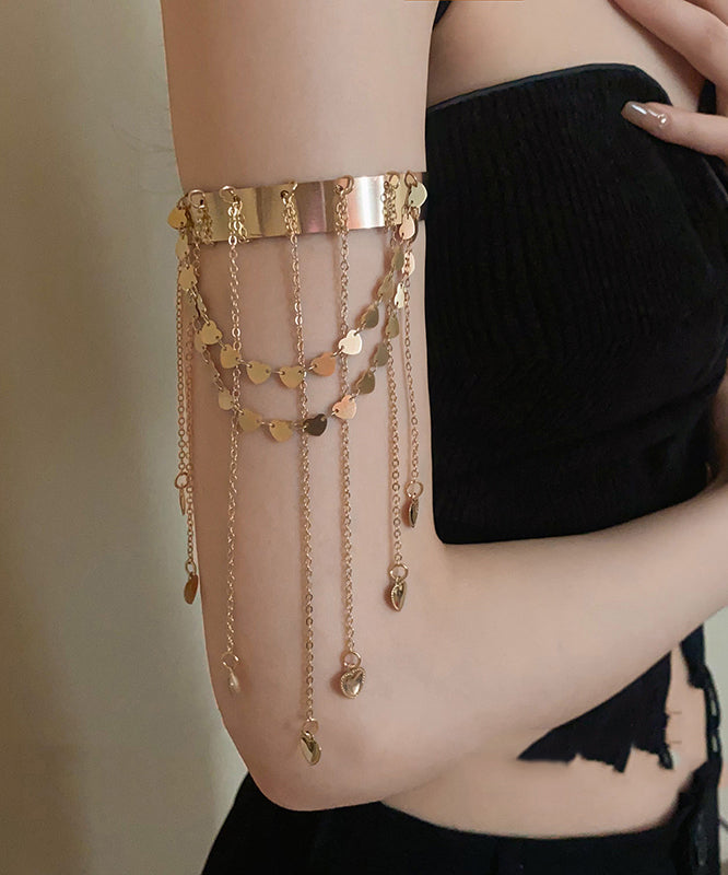 Modern Gold Sterling Silver Overgild Love Tassel Open Arm Chain