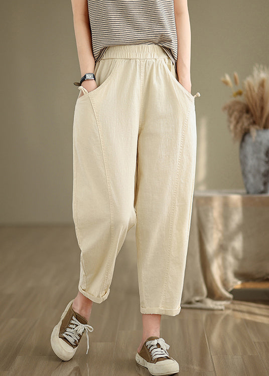 Modern Milk White Oversized Cotton Harem Pants Fall