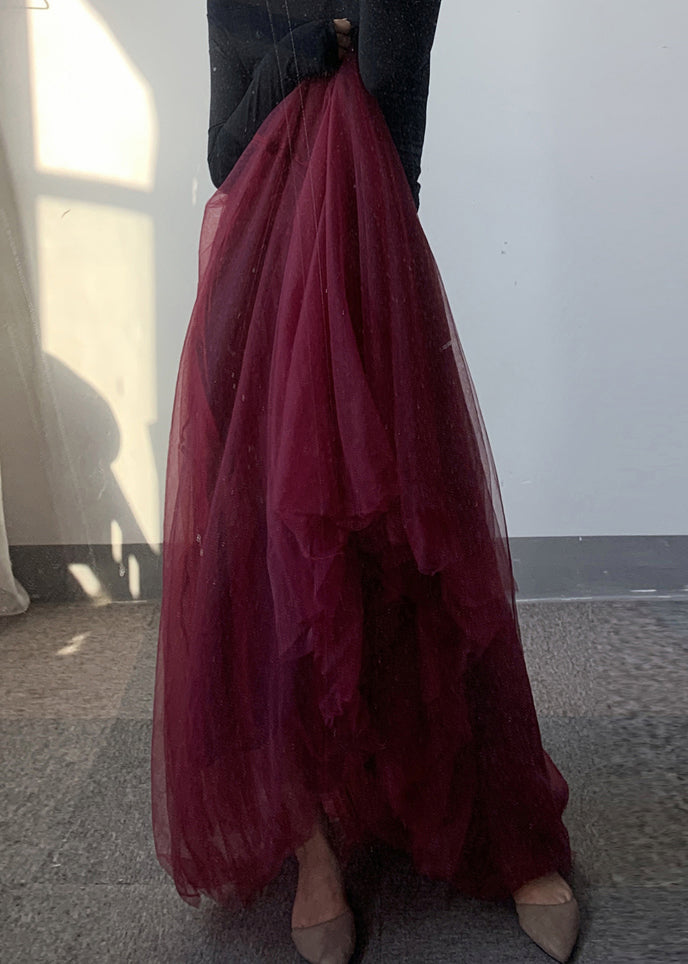 Modern Mulberry Elastic Waist Tulle Maxi Skirt