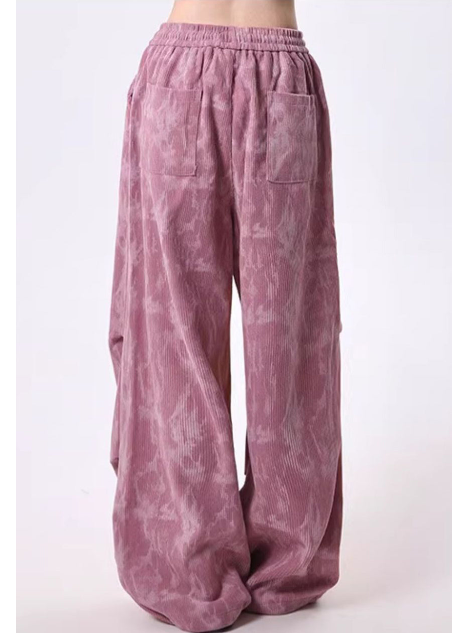 Modern Rose Oversized Tie Dye Corduroy Pants Spring