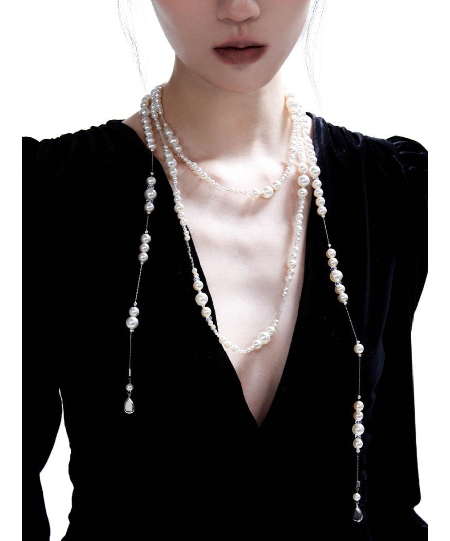 Modern White Alloy Pearl Starry Sky Necklace