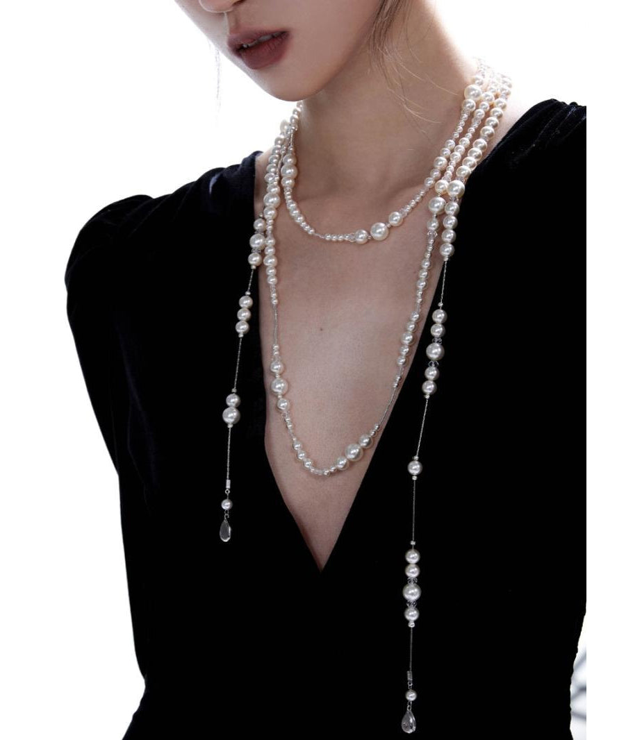 Modern White Alloy Pearl Starry Sky Necklace