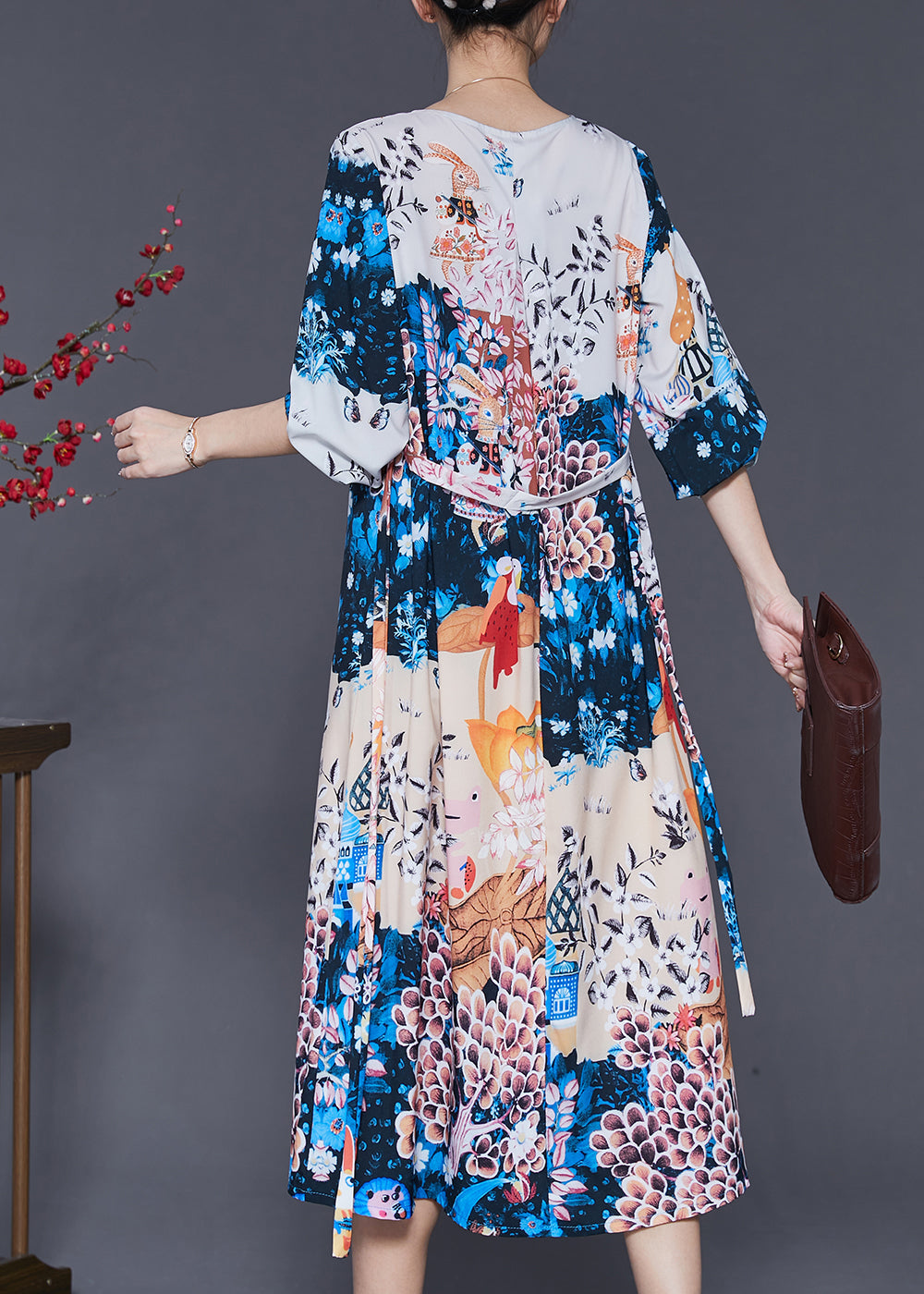 Modern White Oversized Print Silk Robe Dresses Summer