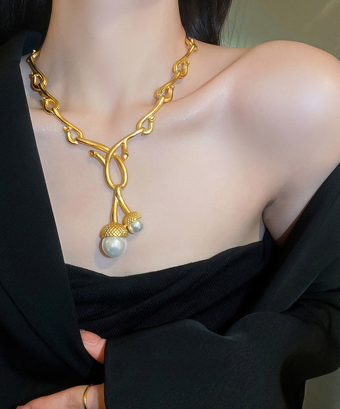 New Gold Sterling Silver Alloy Pearl Pendant Necklace