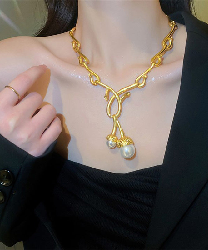 New Gold Sterling Silver Alloy Pearl Pendant Necklace