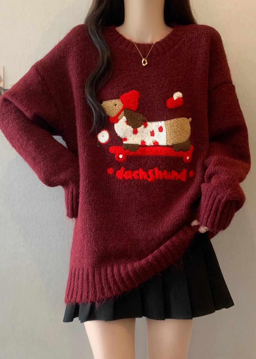 New Rust O Neck Jacquard Thick Christmas Knit Sweaters Winter