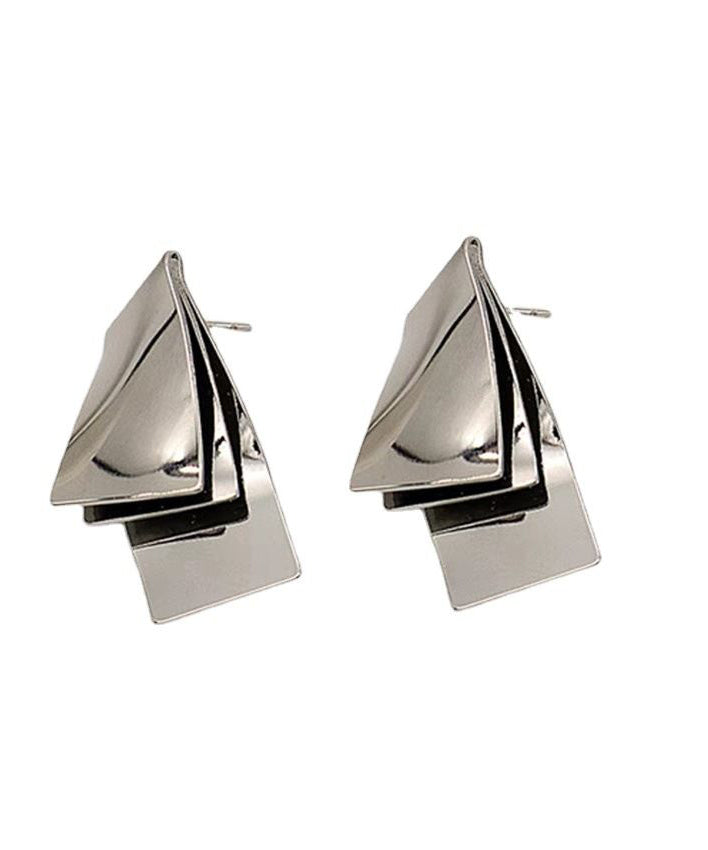 Niche Design Twisted Metal Sheet Earrings Geometric Simple