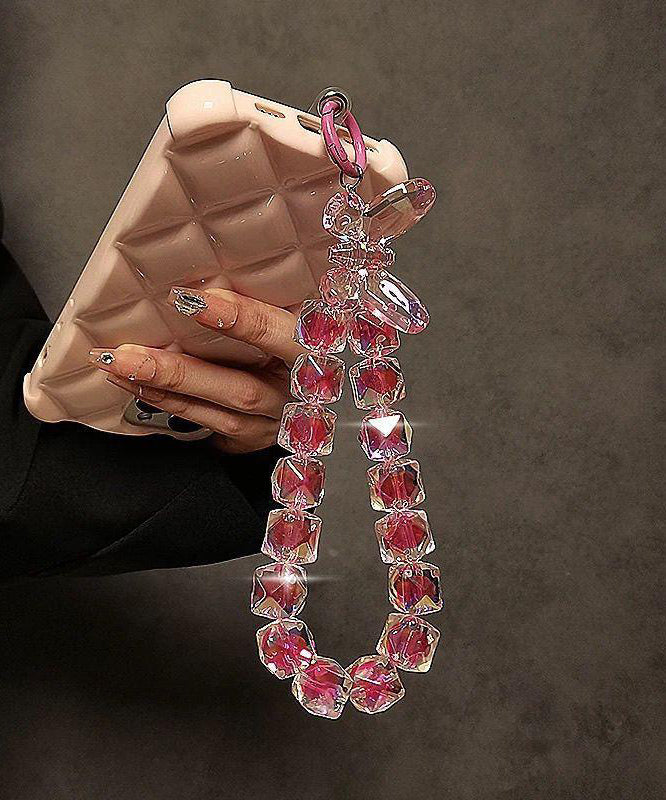 Novelty Red Metal Crystal Bow Beading Chain Phone Chains