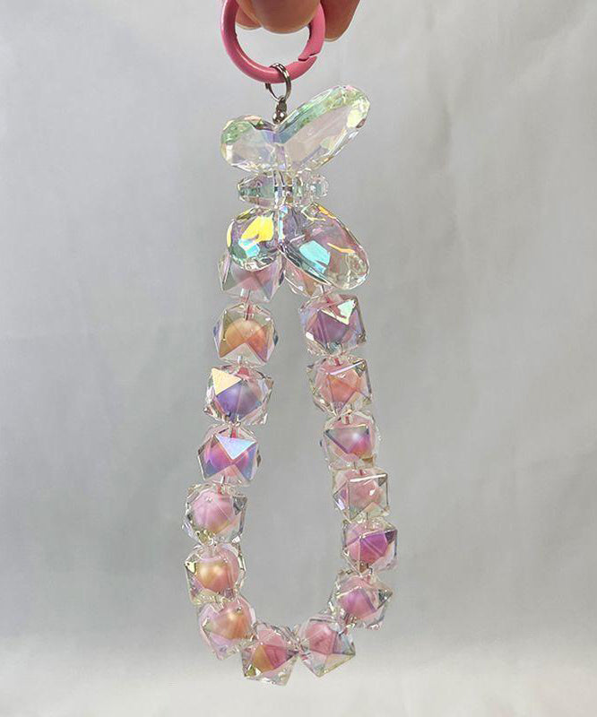 Novelty Red Metal Crystal Bow Beading Chain Phone Chains