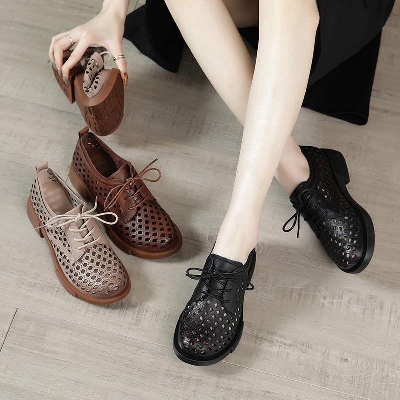 Nude Flat Shoes For Women Genuine Leather Boutique Cross Strap Flat Shoes - SooLinen