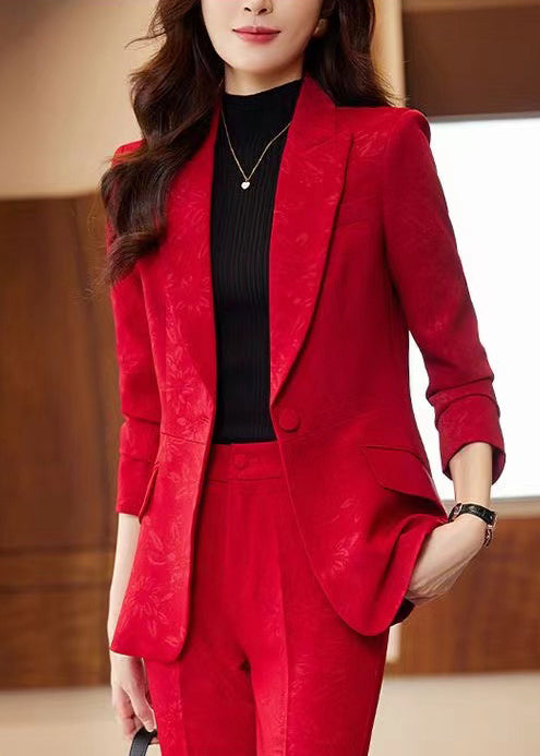 Organic Red Notched Jacquard Cotton Coats Spring