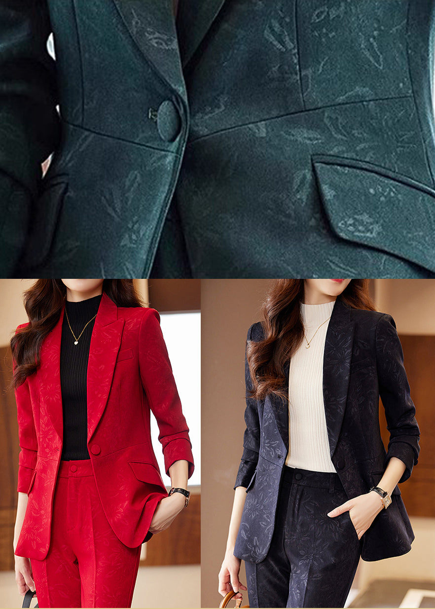 Organic Red Notched Jacquard Cotton Coats Spring