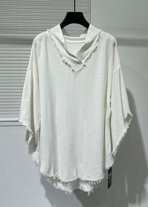 Original Asymmetrical Loose Linen T Shirt For Men's Bat Sleeves