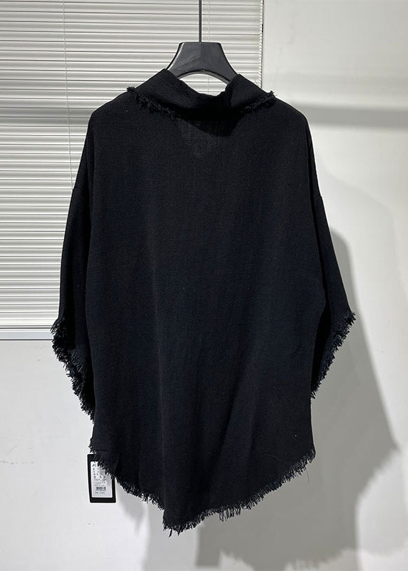 Original Asymmetrical Loose Linen T Shirt For Men's Bat Sleeves