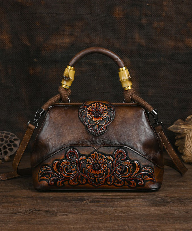 Original Beige Handmade Retro Embossed Handbag