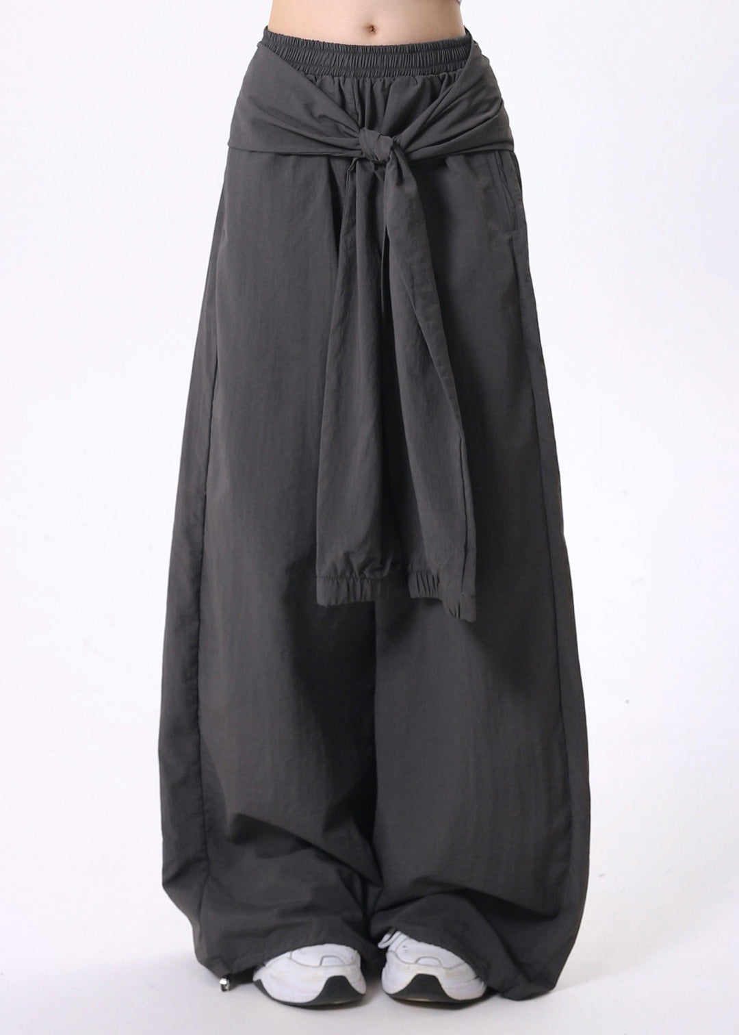 Original Black Strap Design Draping Wide Leg Pants Spring