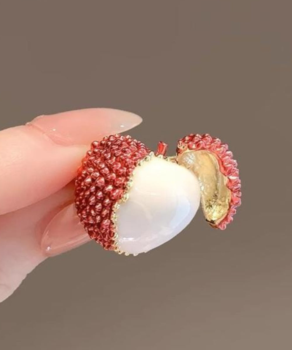 Original Design Red Alloy Lychee Brooch