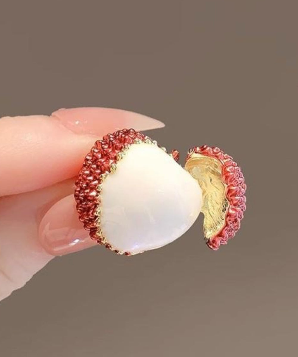 Original Design Red Alloy Lychee Brooch