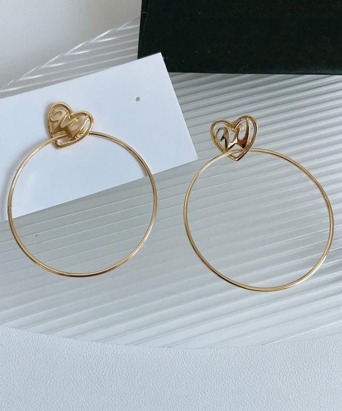 Oversize Gold Copper Overgild Love Hoop Earrings