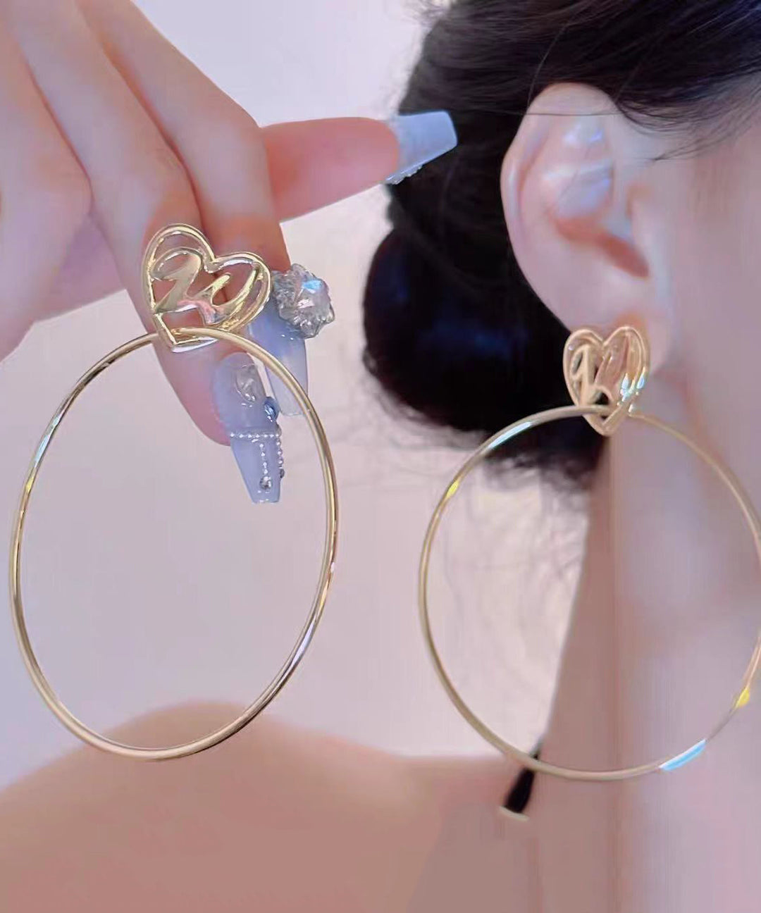 Oversize Gold Copper Overgild Love Hoop Earrings