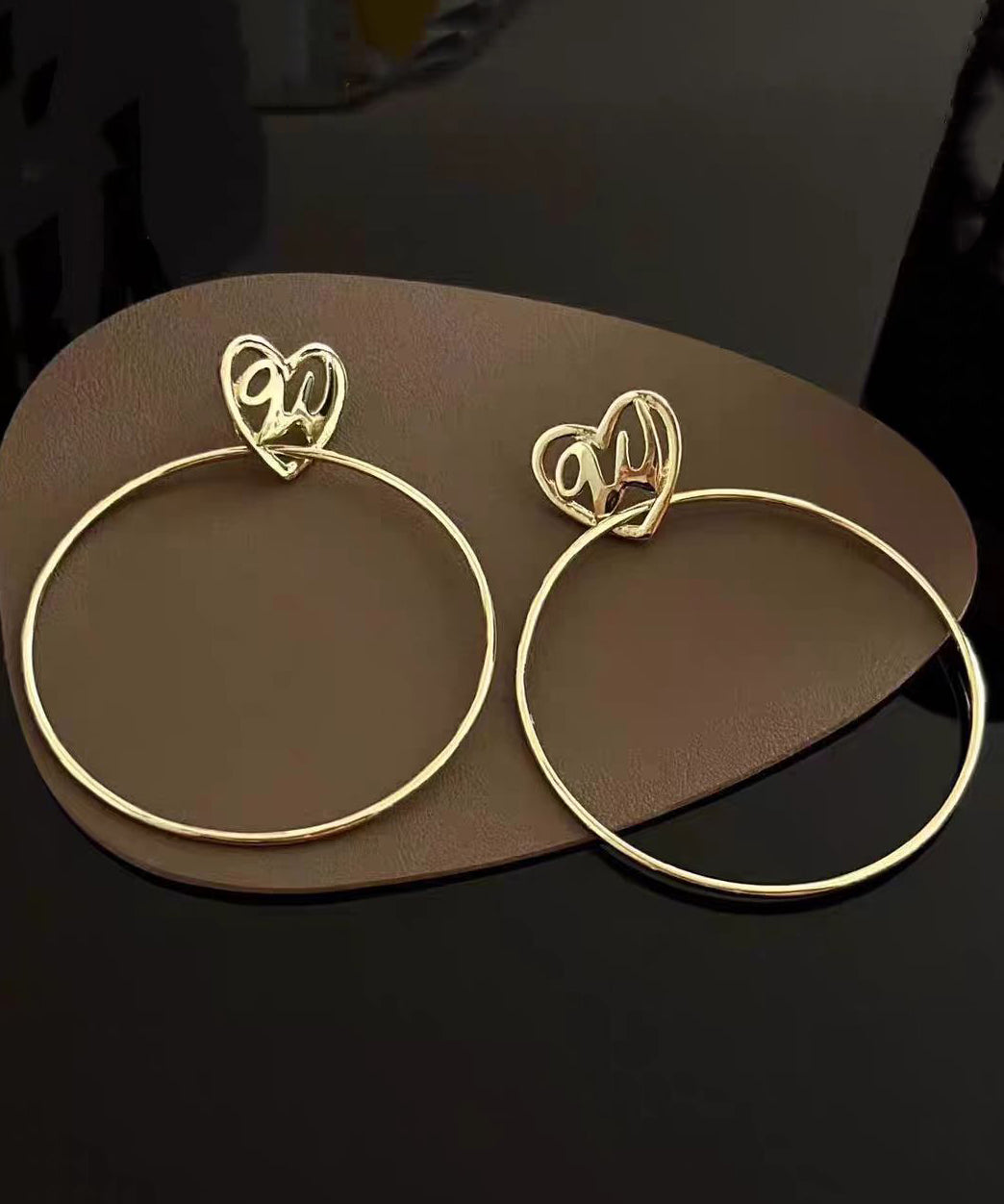 Oversize Gold Copper Overgild Love Hoop Earrings