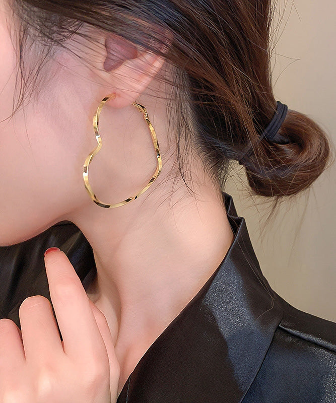 Oversize Gold Sterling Silver Alloy Love Hoop Earrings