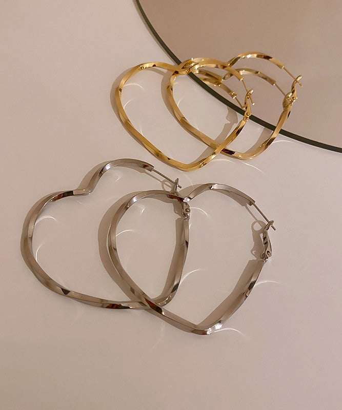 Oversize Gold Sterling Silver Alloy Love Hoop Earrings