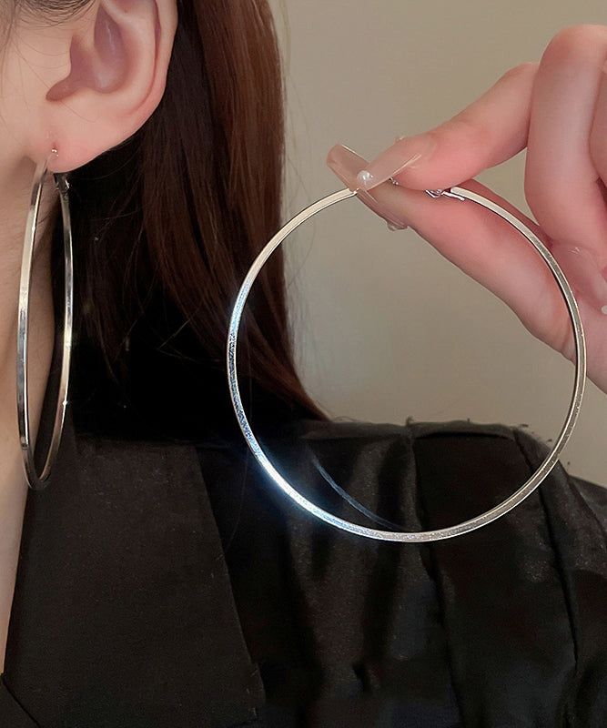 Oversize Silk Metal Circle Hoop Earrings