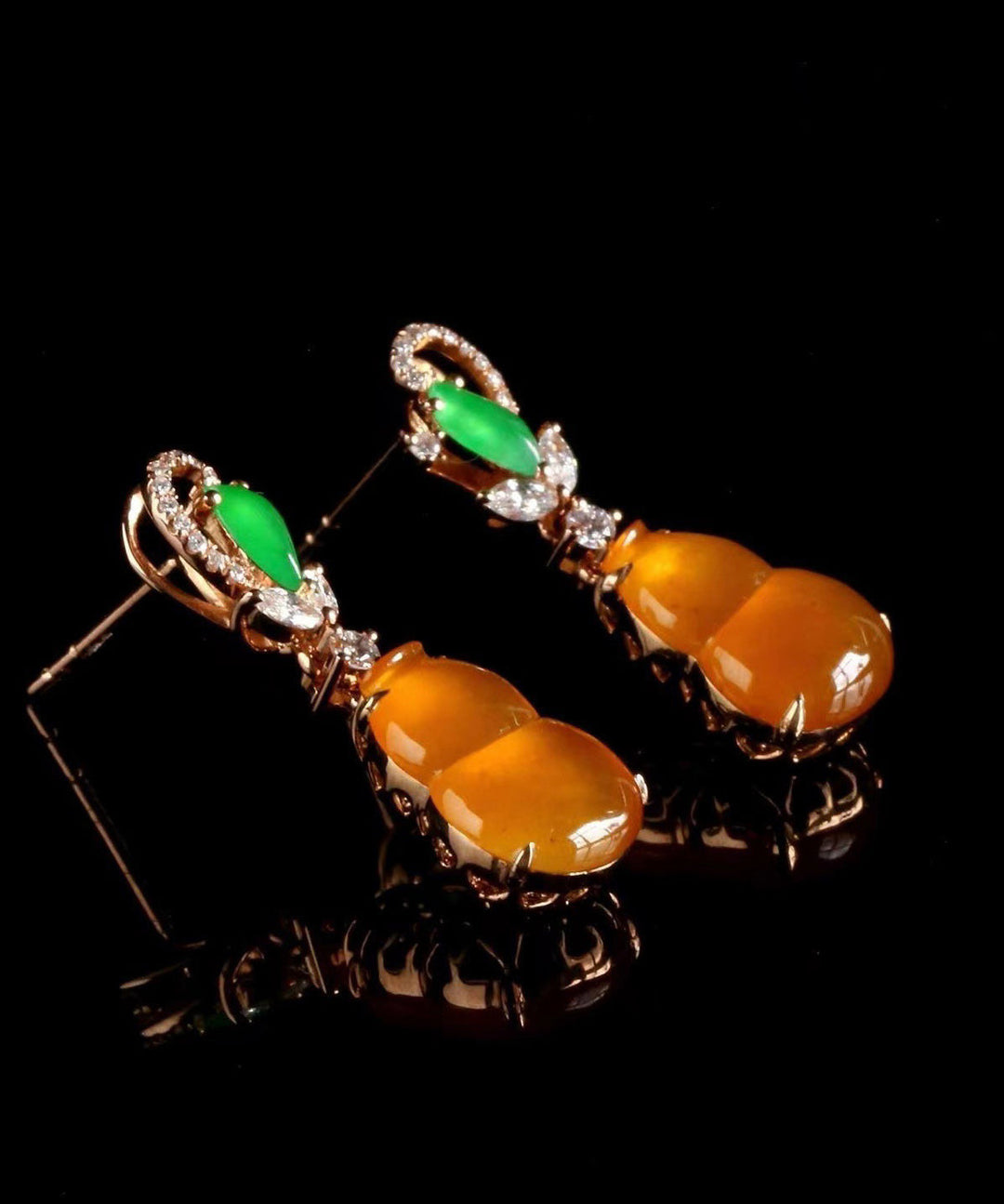 Retro Orange Sterling Silver Overgild Chalcedony Gourd Drop Earrings